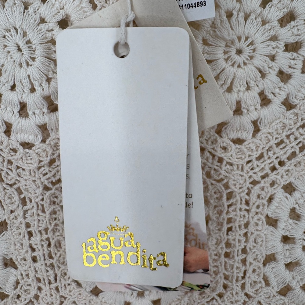 Agua Bendita Tove Seed Crochet Cover Up Maxi Skirt Cream Sz L - Picture 7 of 8